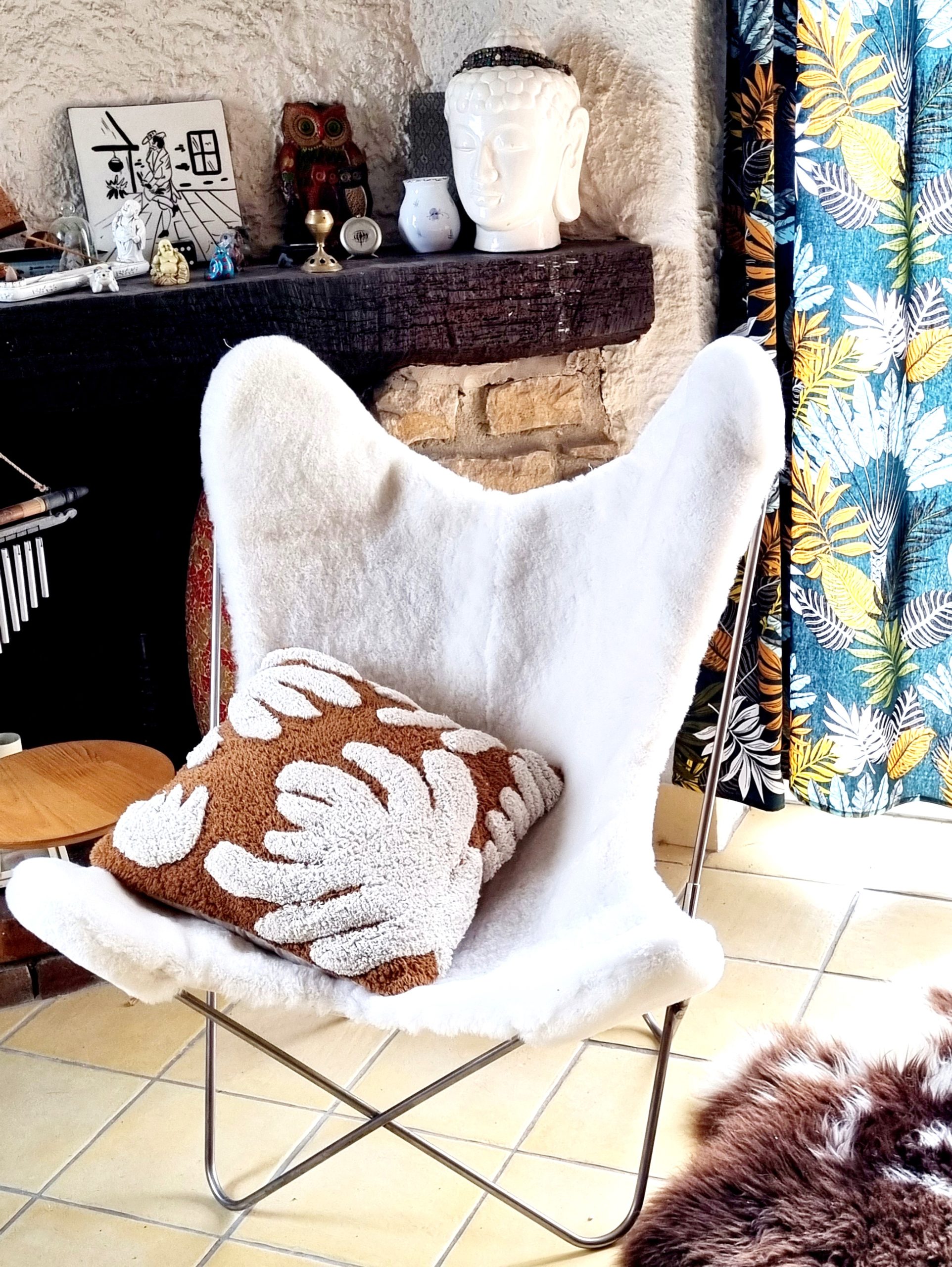 housse mouton blanc rase pour fauteuil butterfly